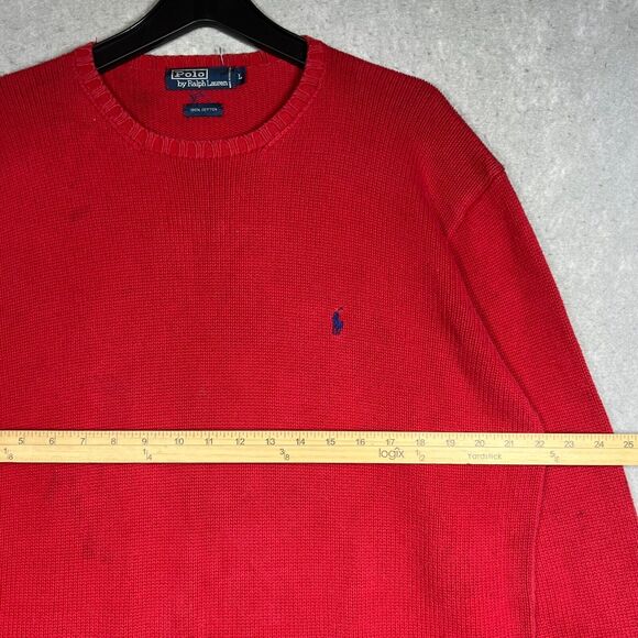 VTG Polo Ralph Lauren Crewneck Sweatshirt Men’s Large Red Knit Pullover Sweater - Picture 6 of 10